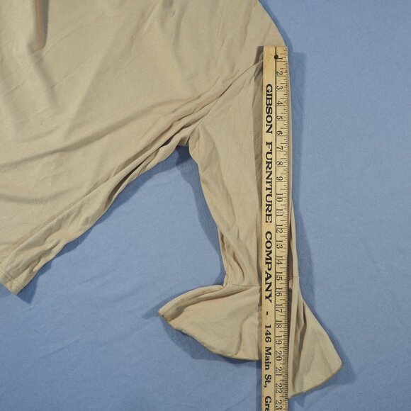 Vintage Fiorlini Shirt Womens 14/16 Tan Bell Flare Sleeve Soft Boho Cottage USA - Picture 8 of 12
